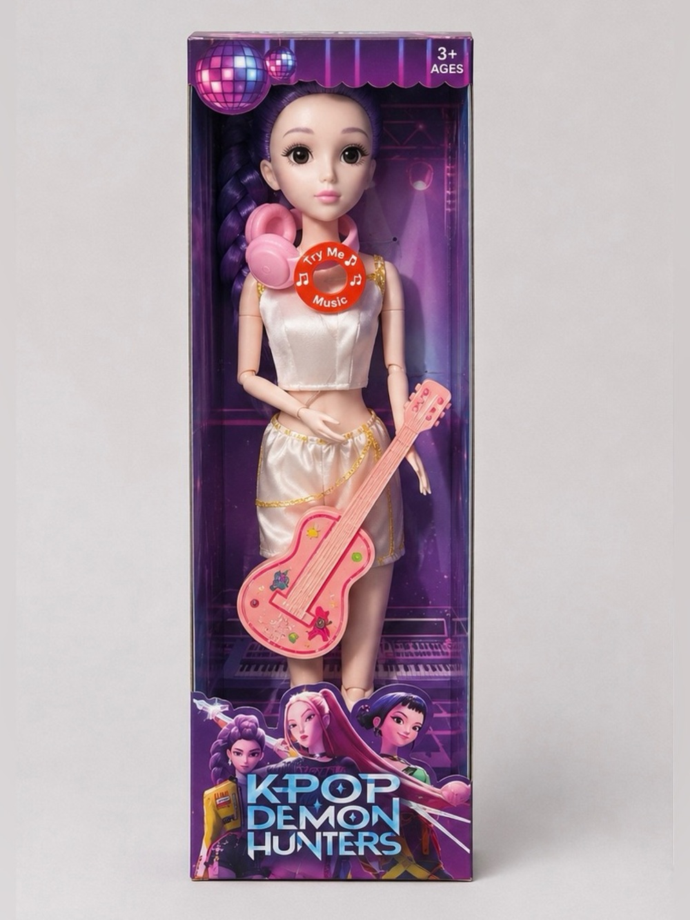 KPOP Demon Hunters Rumi Singing Doll Large Size w/ Guitar & Headphones NEW